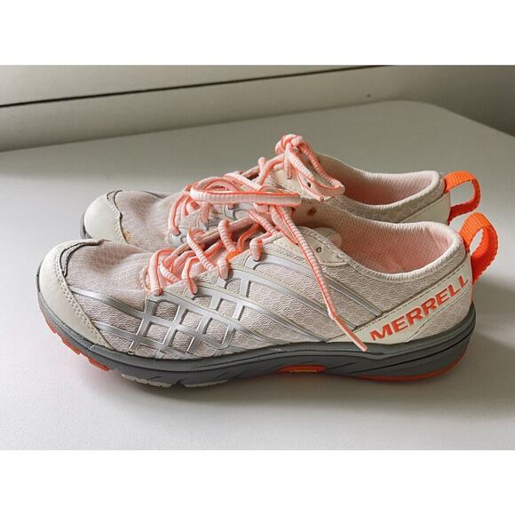 Merrell Vibram Women's White Orange Mesh Athletic #1231732 Running Shoes Sz. 6 - Picture 5 of 11